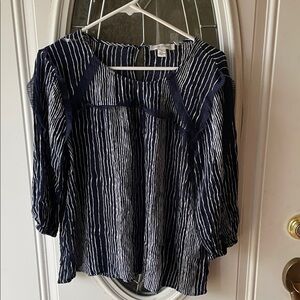 Vintage America Navy and White Striped Blouse